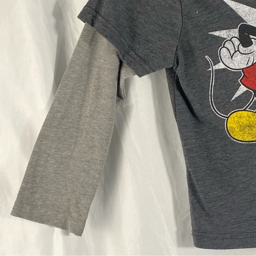 Disney Mickey Mouse Dark Gray and Light Gray Long Sleeve Tee Size 5T